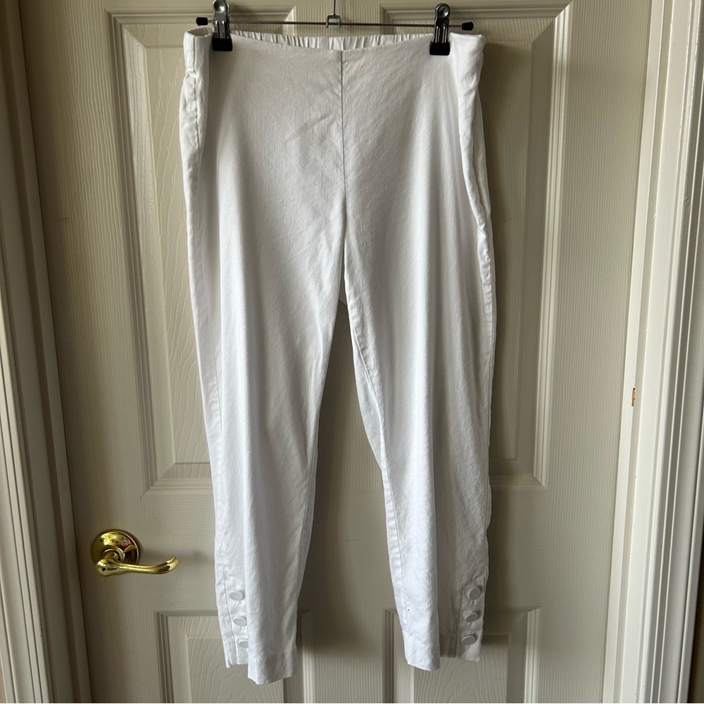 J. Jill White Linen Stretch Capri Pants, Summer Coastal, Small Petite